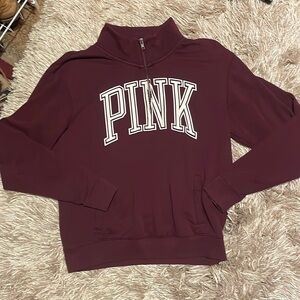 Pink Victoria’s Secret Quarter Zip Sweatshirt Pullover Size‎ Small